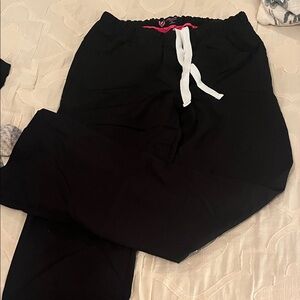 Black scrub pants with White Drawstring
